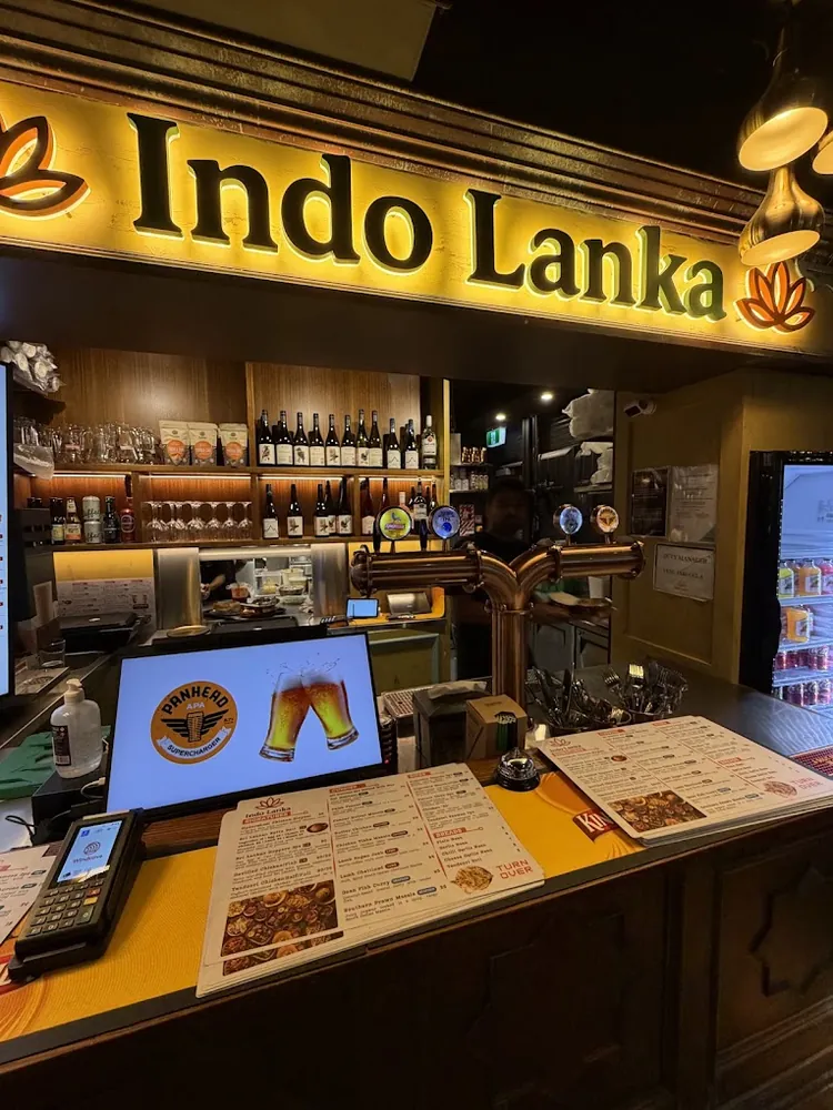 The lit-up Indo Lanka counter inside Little High Eatery